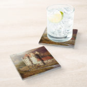 Medieval Castle River Run Glasuntersetzer (Schrägansicht)