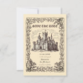 Medieval Castle Sepia Illustration Wedding Save The Date (Vorderseite)