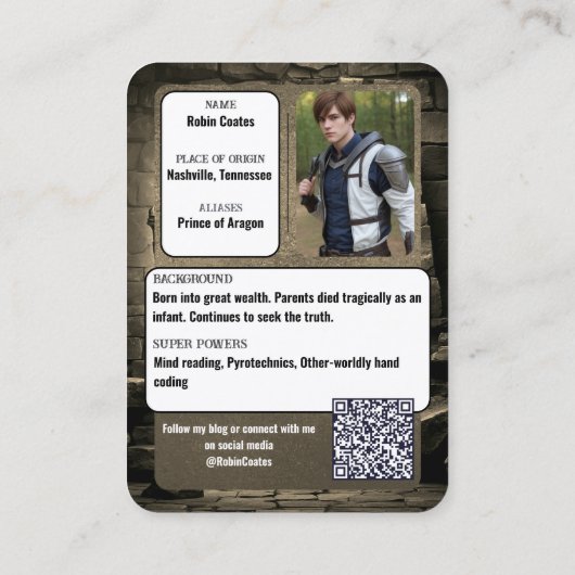 Medieval Coscard Cosplay Trading Cards | QR Code Visitenkarte (Rückseite)