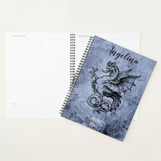 Medieval Dragon Distressed Blue Background Planner Planer (Anzeige)