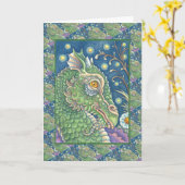 MEDIEVAL DRAGON HEAD PORTRAIT, WHIMSICAL FANTASY KARTE (Gelbe Blume)