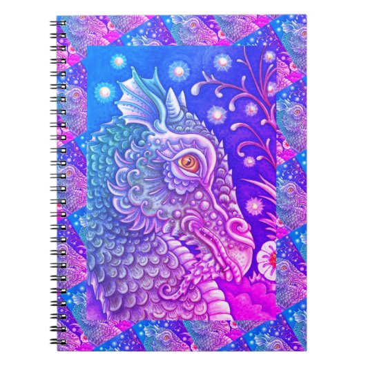 MEDIEVAL DRAGON HEAD PORTRAIT, WHIMSICAL FANTASY NOTIZBLOCK (Vorderseite)