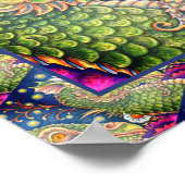 MEDIEVAL DRAGON HEAD PORTRAIT, WHIMSICAL FANTASY POSTER (Ecke)