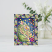 MEDIEVAL DRAGON HEAD PORTRAIT, WHIMSICAL FANTASY POSTKARTE (Stehend Vorderseite)