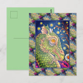MEDIEVAL DRAGON HEAD PORTRAIT, WHIMSICAL FANTASY POSTKARTE (Vorne/Hinten)
