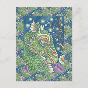 MEDIEVAL DRAGON HEAD PORTRAIT, WHIMSICAL FANTASY POSTKARTE