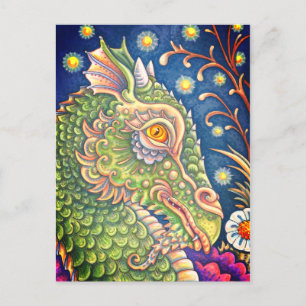 MEDIEVAL DRAGON HEAD PORTRAIT, WHIMSICAL FANTASY POSTKARTE