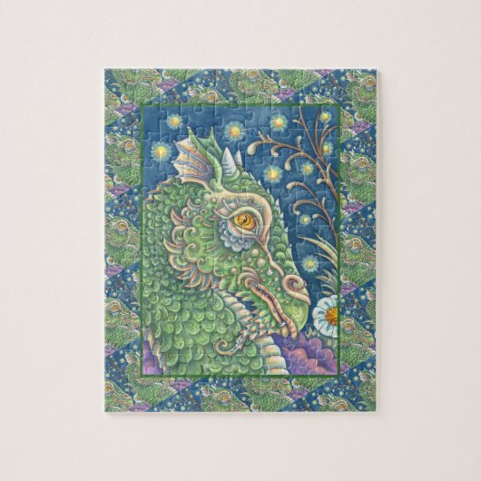 MEDIEVAL DRAGON HEAD PORTRAIT, WHIMSICAL FANTASY PUZZLE (Vertikal)
