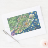 MEDIEVAL DRAGON HEAD PORTRAIT, WHIMSICAL FANTASY RECHTECKIGER AUFKLEBER (Umschlag)