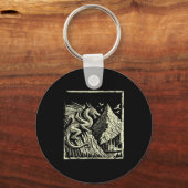 Medieval Dragon Mountain Castle Mythical Men Women Schlüsselanhänger (Vorderseite)