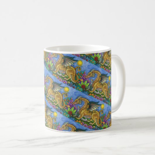 MEDIEVAL DRAGON & YOUNG, FARBIG FOLGART GARDEN KAFFEETASSE (VorderseiteRechts)
