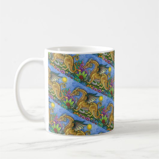 MEDIEVAL DRAGON & YOUNG, FARBIG FOLGART GARDEN KAFFEETASSE (Links)