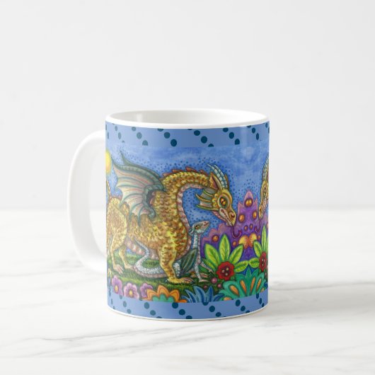MEDIEVAL DRAGON & YOUNG, FARBIG FOLGART GARDEN KAFFEETASSE (Vorderseite Links)