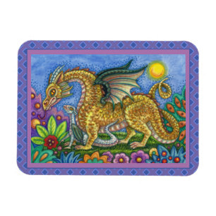 MEDIEVAL DRAGON & YOUNG, FARBIG FOLGART GARDEN MAGNET