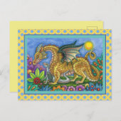 MEDIEVAL DRAGON & YOUNG, FARBIG FOLGART GARDEN POSTKARTE (Vorne/Hinten)