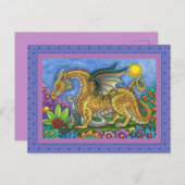 MEDIEVAL DRAGON & YOUNG, FARBIG FOLGART GARDEN POSTKARTE (Vorne/Hinten)