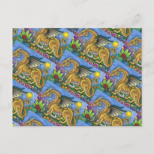 MEDIEVAL DRAGON & YOUNG, FARBIG FOLGART GARDEN POSTKARTE (Vorderseite)