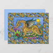 MEDIEVAL DRAGON & YOUNG, FARBIG FOLGART GARDEN POSTKARTE (Vorne/Hinten)