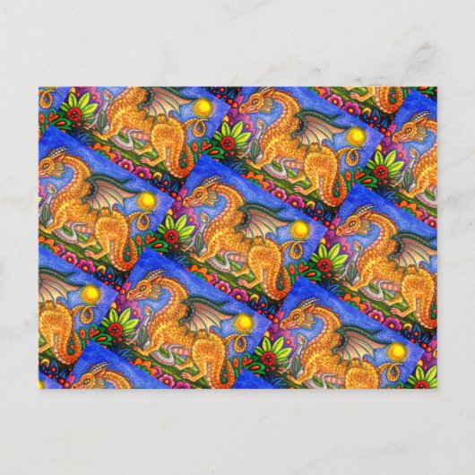 MEDIEVAL DRAGON & YOUNG, FARBIG FOLGART GARDEN POSTKARTE (Vorderseite)