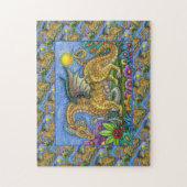 MEDIEVAL DRAGON & YOUNG, FARBIG FOLGART GARDEN PUZZLE (Vertikal)