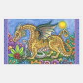 MEDIEVAL DRAGON & YOUNG, FARBIG FOLGART GARDEN RECHTECKIGER AUFKLEBER (Vorderseite)