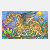 MEDIEVAL DRAGON & YOUNG, FARBIG FOLGART GARDEN RECHTECKIGER AUFKLEBER (Vorderseite)