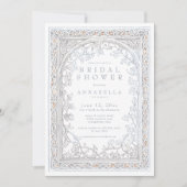 Medieval Fantasy Arch Blue Gold Bridal Shower Einladung (Vorderseite)