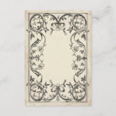 Medieval Fantasy Black Vintage Etching Wedding Begleitkarte (Rückseite)