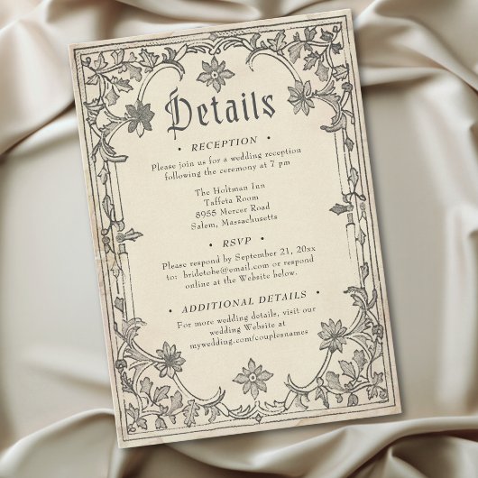 Medieval Fantasy Black Vintage Etching Wedding Begleitkarte