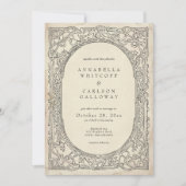 Medieval Fantasy Black Vintage Etching Wedding Einladung (Vorderseite)