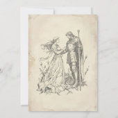 Medieval Fantasy Black Vintage Etching Wedding Einladung (Rückseite)