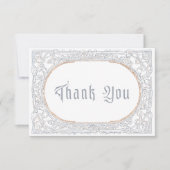 Medieval Fantasy Blue & Gold Etching Wedding Dankeskarte (Vorderseite)
