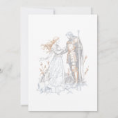 Medieval Fantasy Blue & Gold Etching Wedding Einladung (Rückseite)