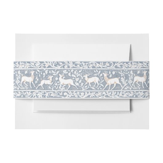 Medieval Fantasy Deer Blue Gold Etching Wedding Einladungsbanderole (Vorderseite Beispiel)