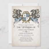 Medieval Fantasy Dragon Monogram Wedding Einladung (Vorderseite)