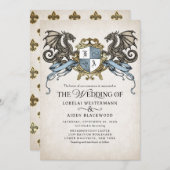 Medieval Fantasy Dragon Monogram Wedding Einladung (Vorne/Hinten)