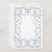 Medieval Fantasy Frame Blue Gold Bridal Shower Einladung (Rückseite)