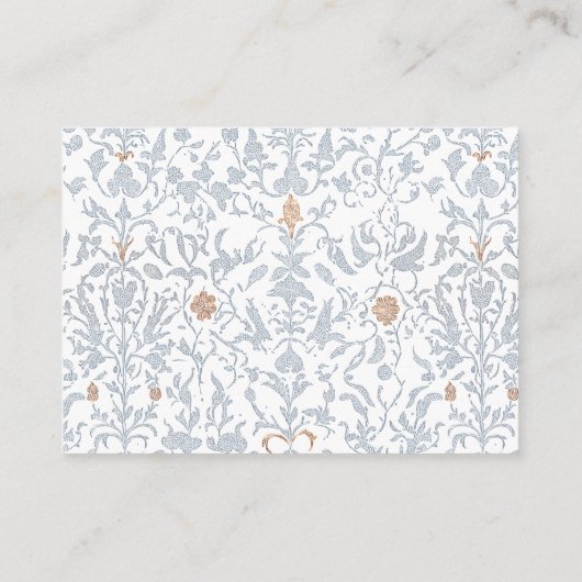 Medieval Fantasy Frame Blue Gold Etching Wedding Begleitkarte (Rückseite)