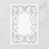 Medieval Fantasy Frame Blue Gold Etching Wedding Begleitkarte (Rückseite)
