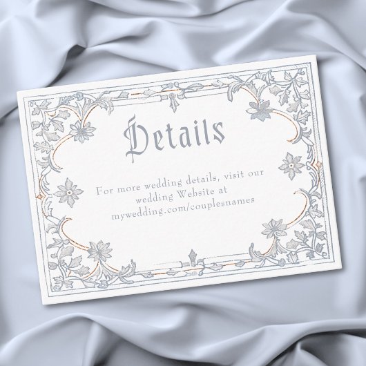 Medieval Fantasy Frame Blue Gold Etching Wedding Begleitkarte