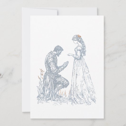 Medieval Fantasy Frame Blue & Gold Etching Wedding Einladung (Rückseite)