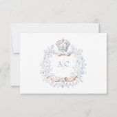 Medieval Fantasy Frame Blue Gold Etching Wedding RSVP Karte (Rückseite)