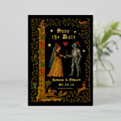 Medieval Fantasy Knight and Lady Save the Date Folieneinladung (Stehend vorne)