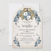 Medieval Fantasy Monogram Crest Wedding Einladung (Vorderseite)