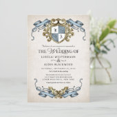 Medieval Fantasy Monogram Crest Wedding Einladung (Stehend Vorderseite)