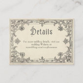 Medieval Fantasy Vintage Black Etching Wedding Begleitkarte (Vorderseite)