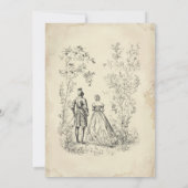 Medieval Fantasy Vintage Black Etching Wedding Einladung (Rückseite)