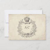 Medieval Fantasy Vintage Black Etching Wedding RSVP Karte (Rückseite)