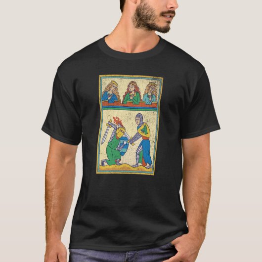 Medieval Fight Retro Tarot Card medieval Cool Vint T-Shirt (Vorderseite)