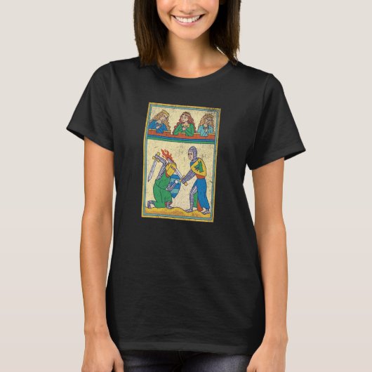 Medieval Fight Retro Tarot Card medieval Cool Vint T-Shirt (Vorderseite)